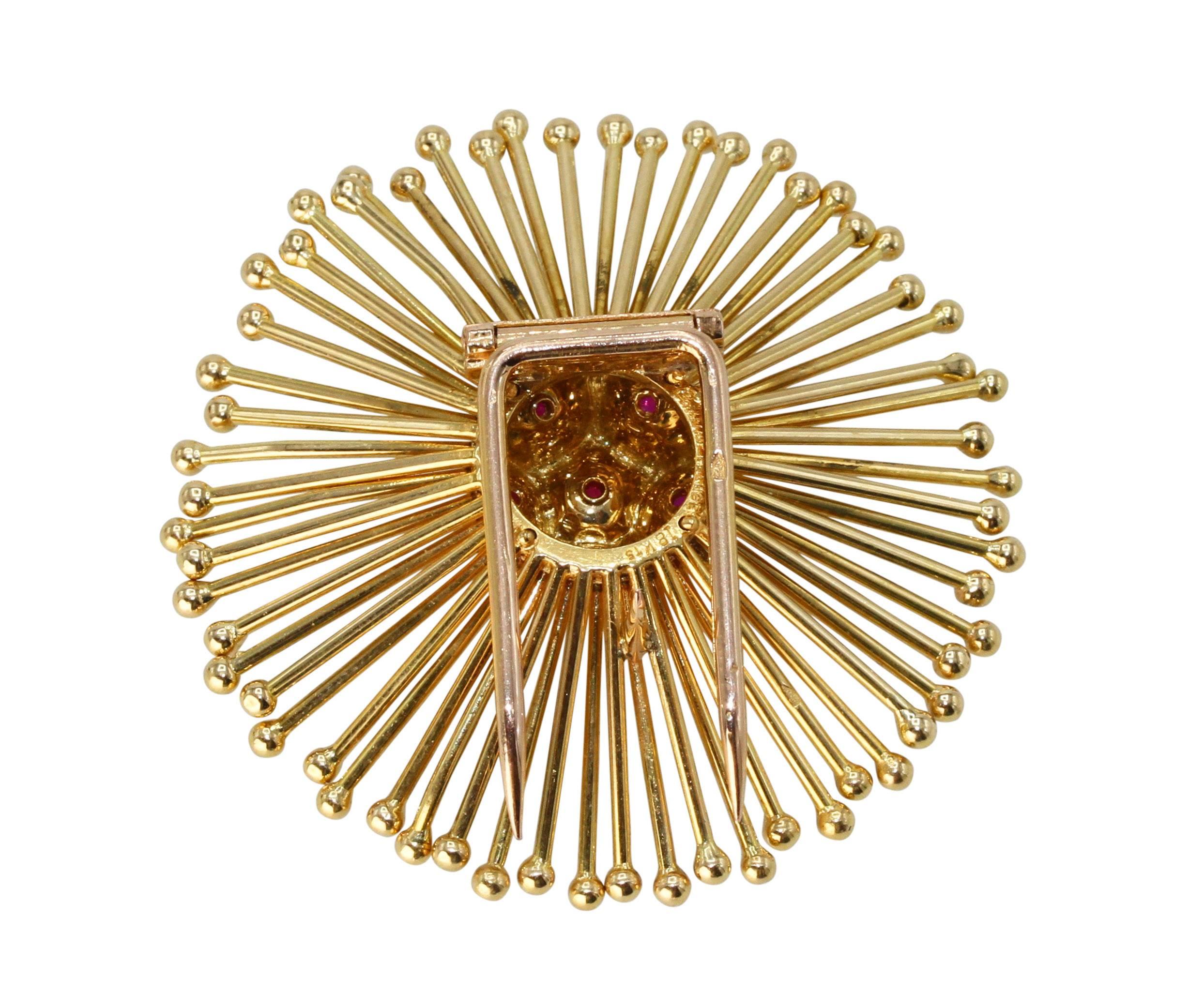 1960s Cartier Ruby and Gold Brooch In Excellent Condition In Atlanta, GA