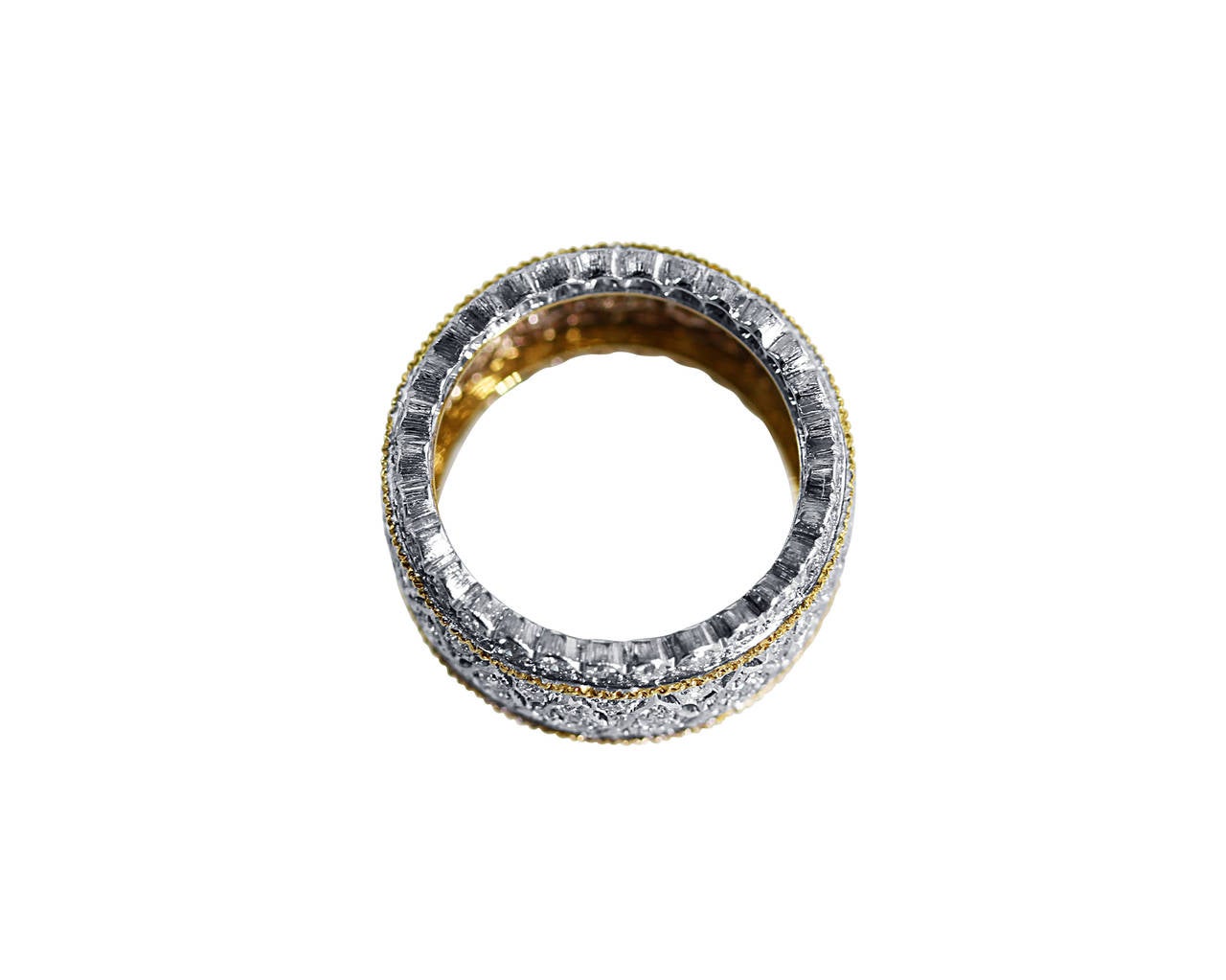 Buccellati Diamond Two Color Gold Band Ring In Excellent Condition In Atlanta, GA