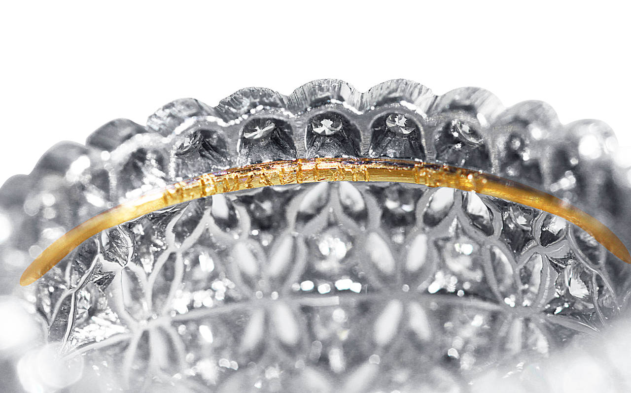 Women's Buccellati Diamond Two Color Gold Band Ring