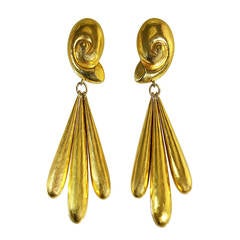 Lalaounis Hammered Gold Pendant Earclips