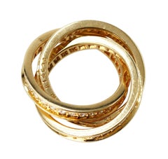 Cartier Diamond and Gold Trinity Band Ring