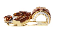 Art Deco Cartier Citrine Diamond Clip