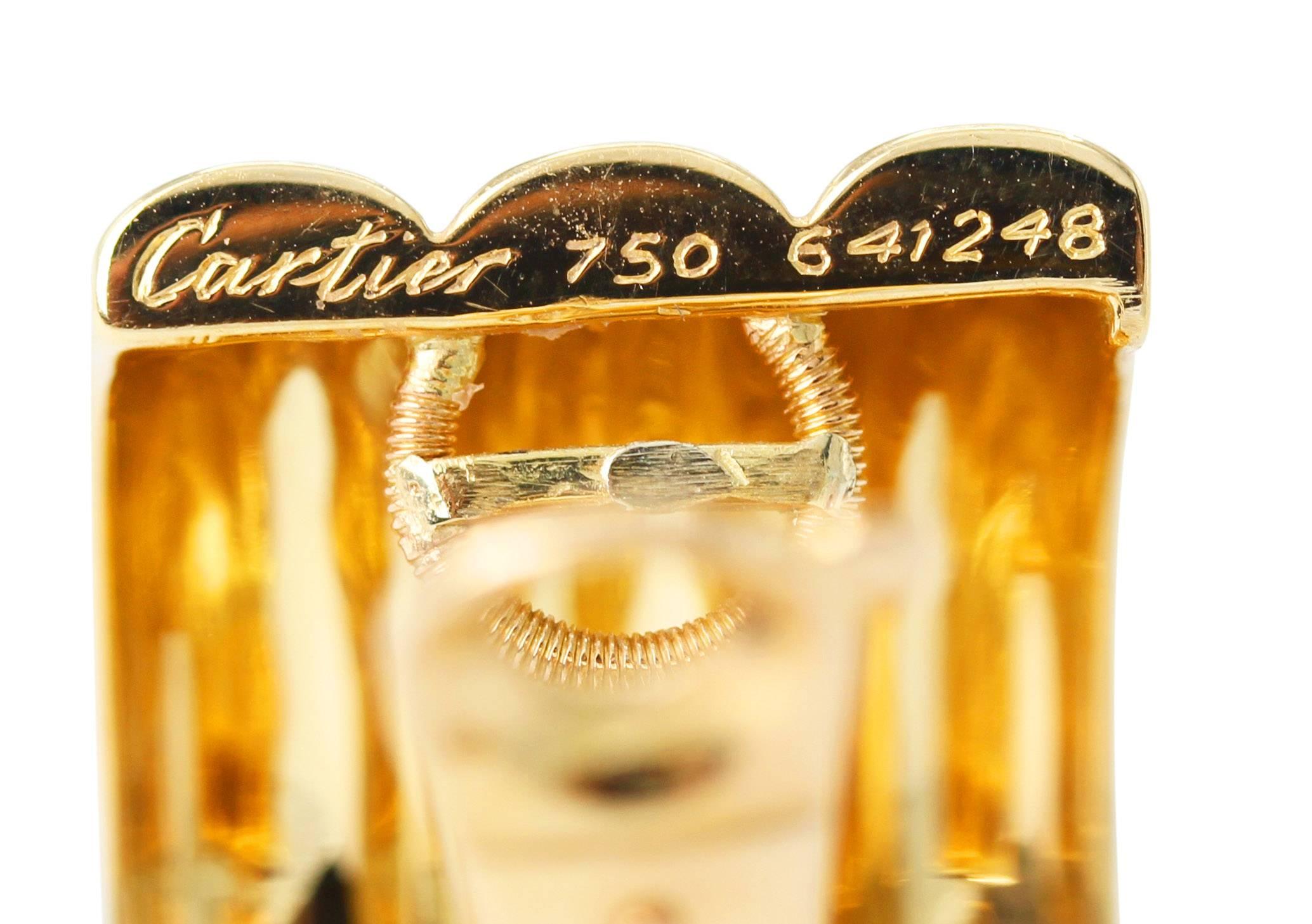 Women's or Men's Cartier Yellow Gold Triple Hoop Earclips For Sale