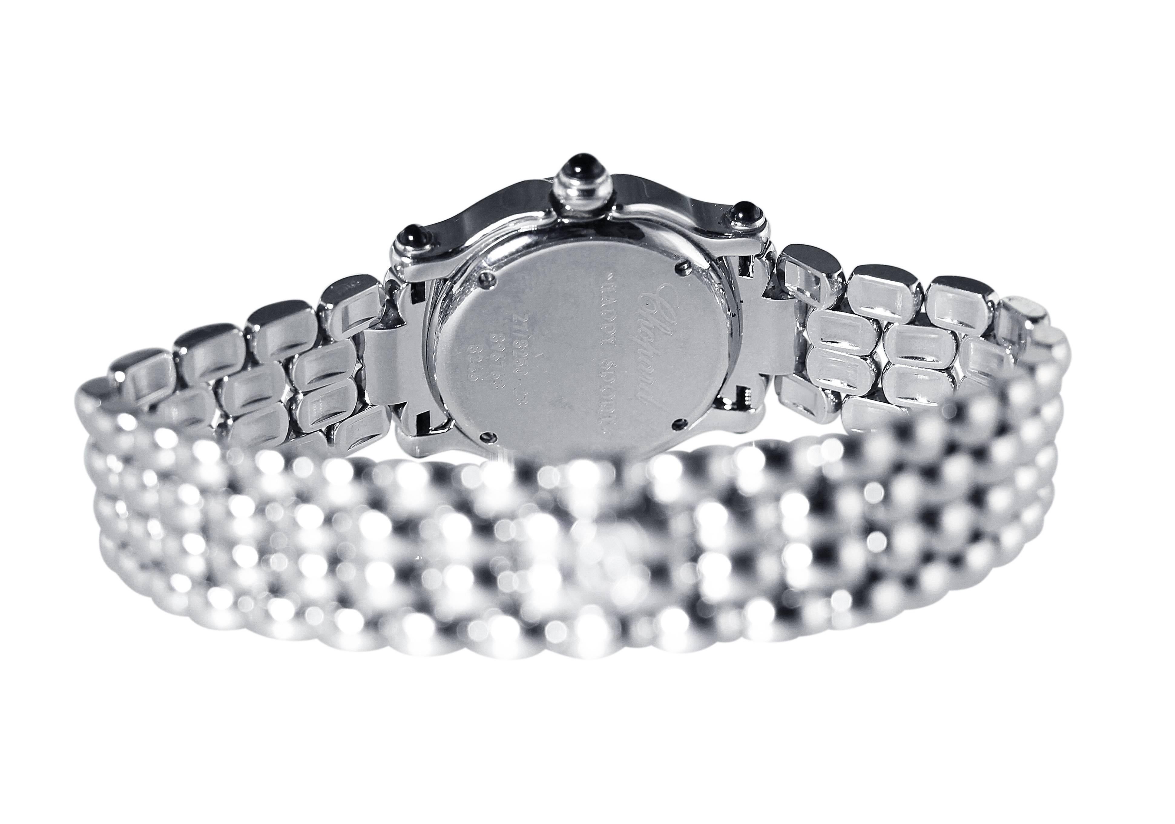 Women's or Men's Chopard Stainless Steel Diamond Happy Sport Wristwatch For Sale
