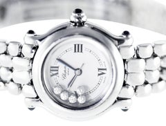 Chopard Stainless Steel Diamond Happy Sport Wristwatch