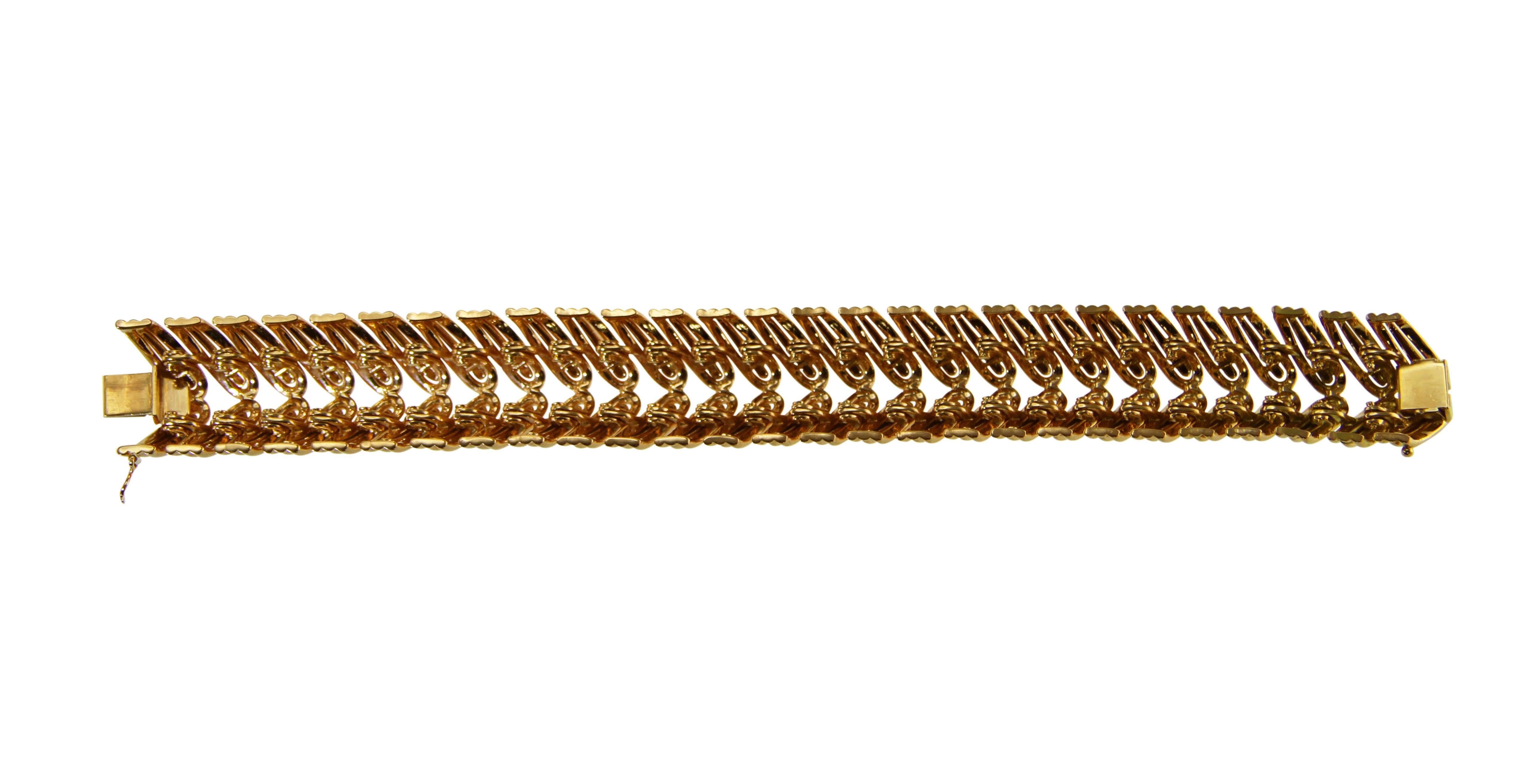 Women's or Men's French Yellow Gold Link Bracelet