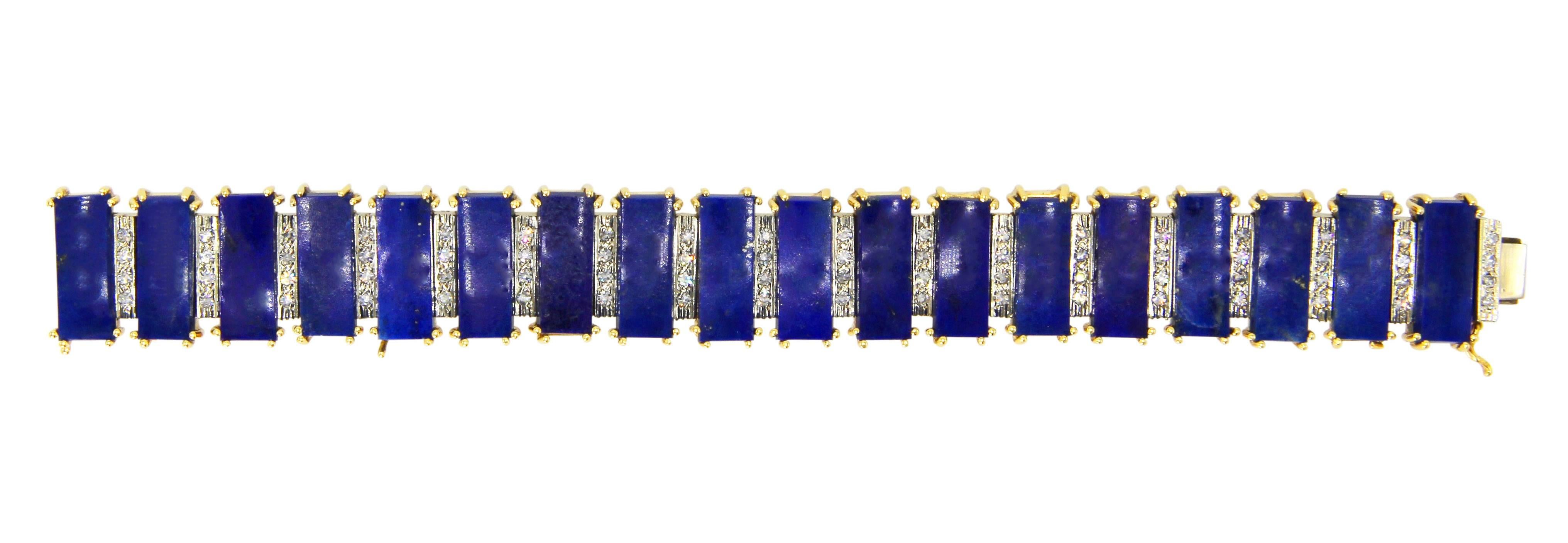 Birks Lapis Lazuli and Diamond Bracelet In Excellent Condition For Sale In Atlanta, GA