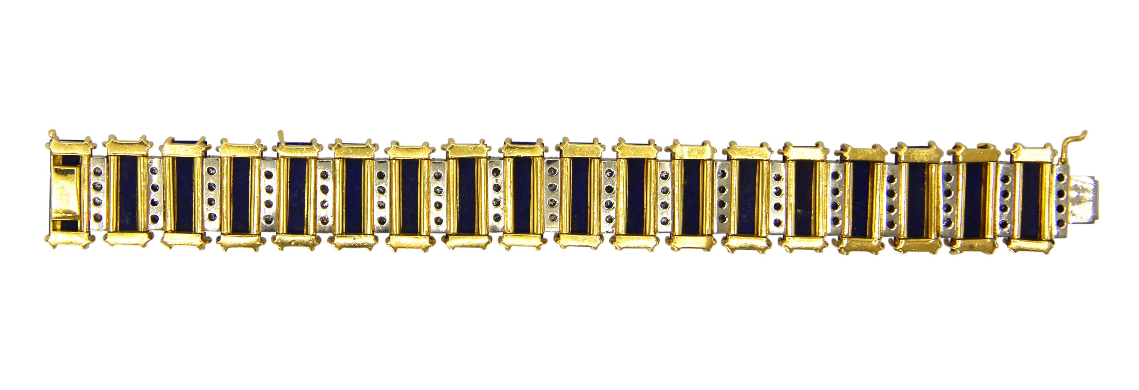 Women's or Men's Birks Lapis Lazuli and Diamond Bracelet For Sale