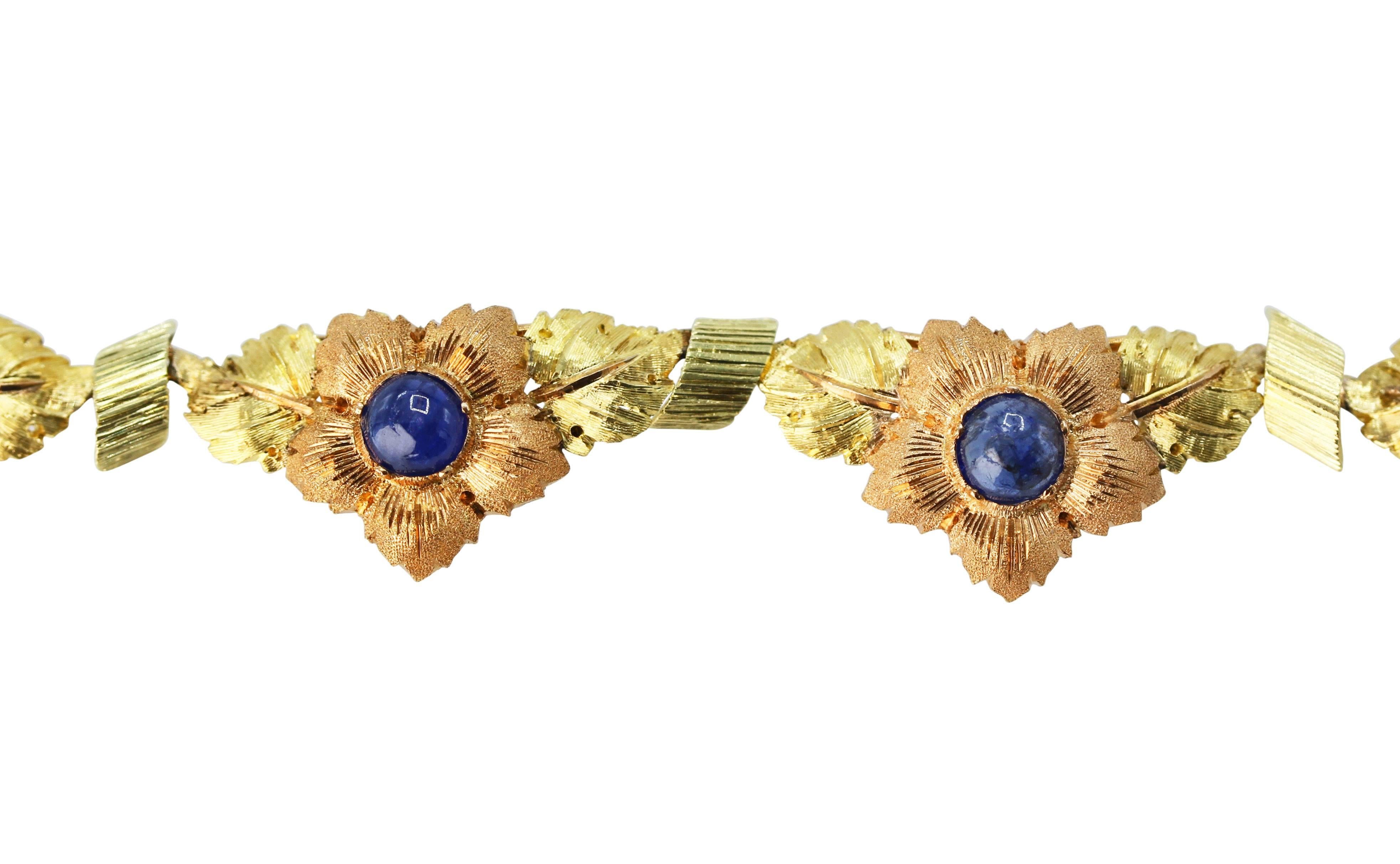 1960s Buccellati Sapphire and Two-Tone Gold Necklace In Excellent Condition For Sale In Atlanta, GA
