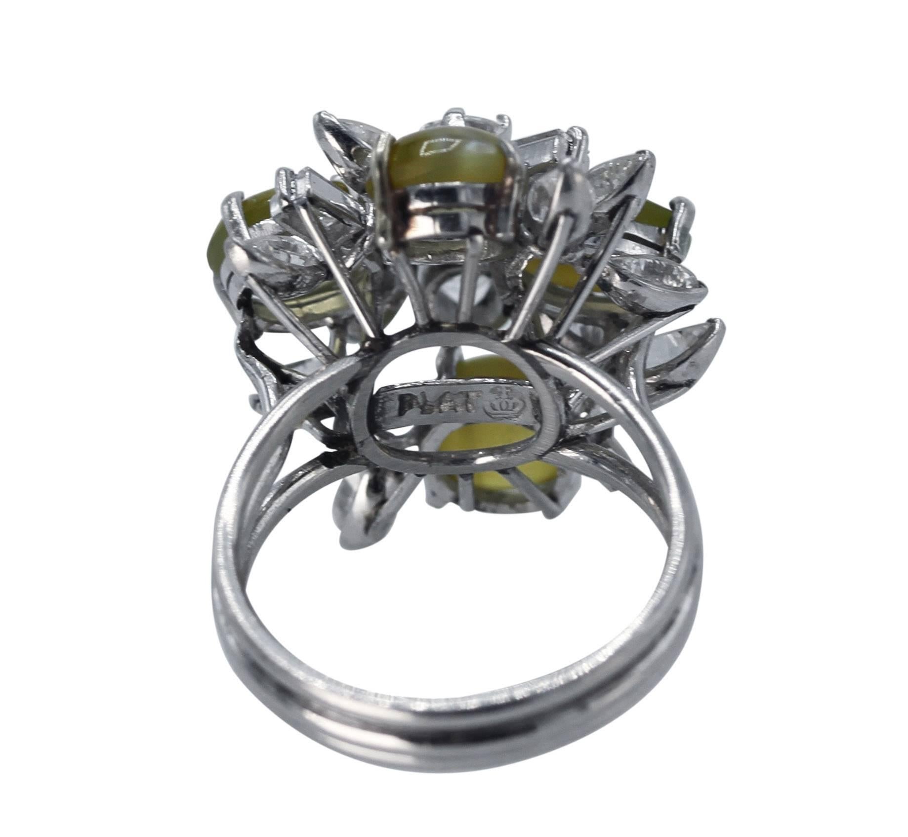 Women's or Men's Cat's-Eye Chrysoberyl and Diamond Ring For Sale