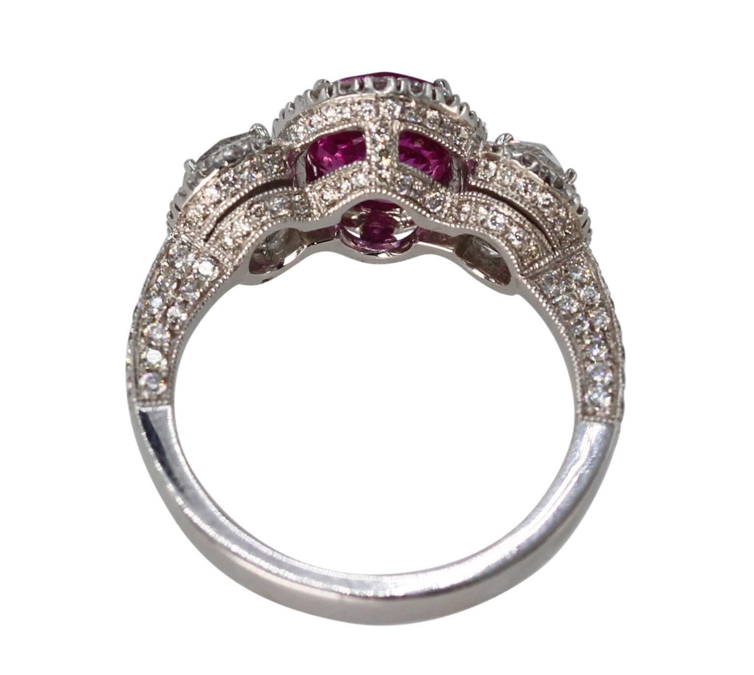 Women's or Men's 2.50 Carat Pink Sapphire and Diamond Ring For Sale