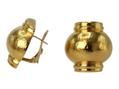 Lalaounis Hammered Yellow Gold Earclips