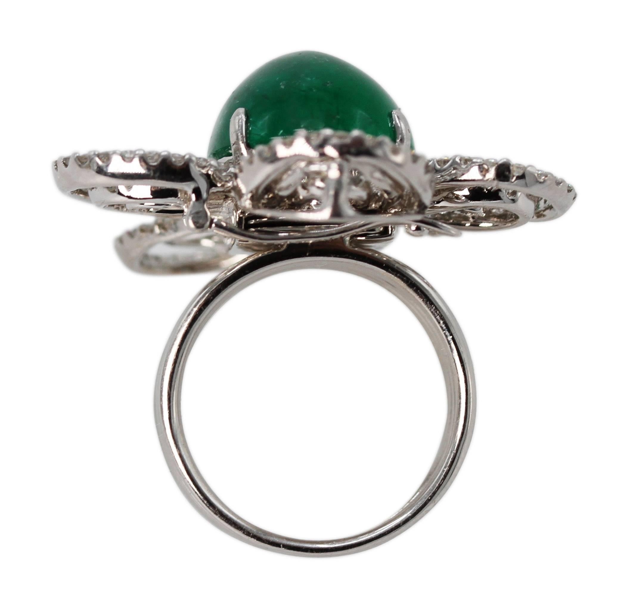 Convertible Emerald Diamond Ring Pendant In Excellent Condition For Sale In Atlanta, GA