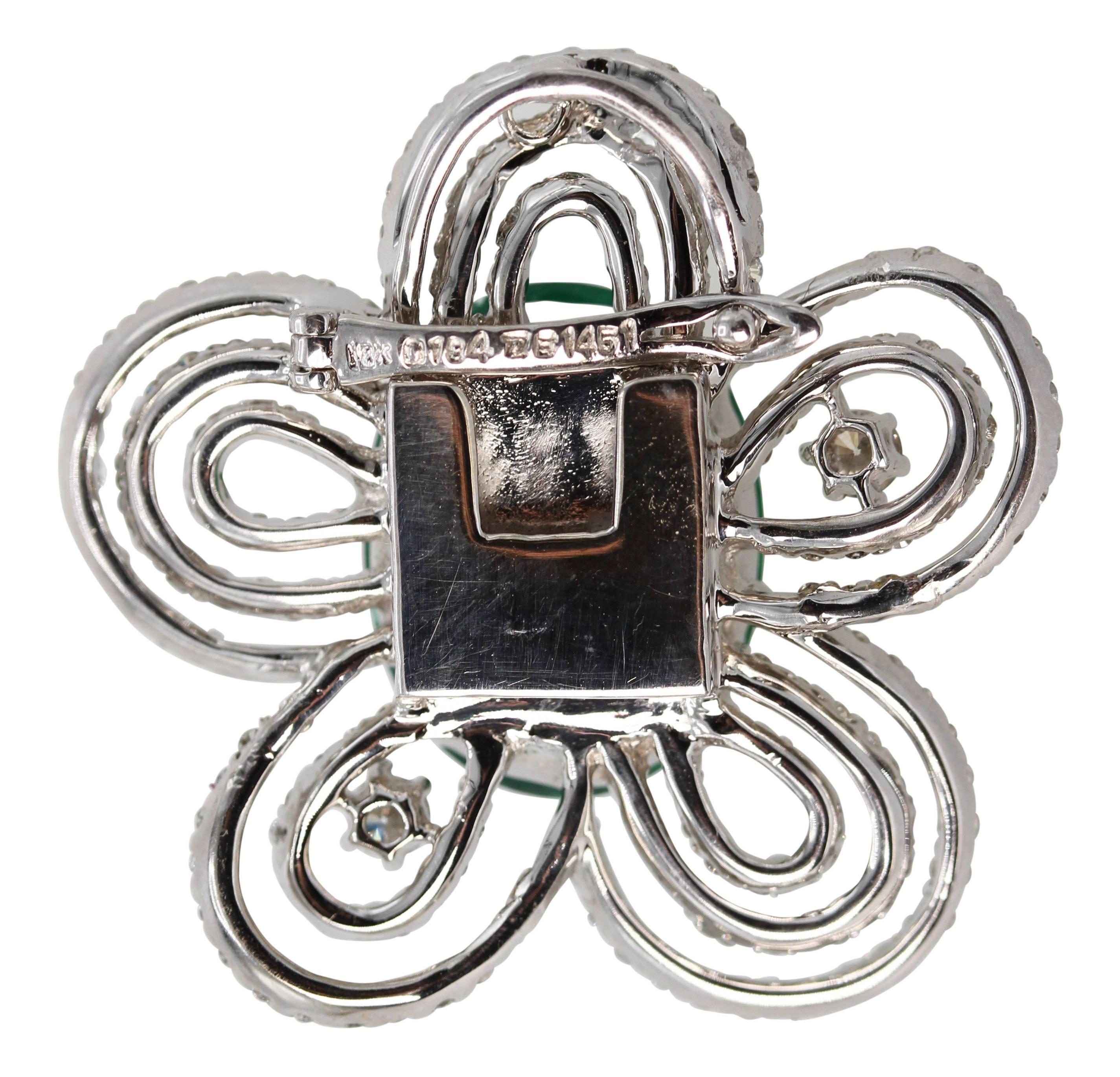 Convertible Emerald Diamond Ring Pendant For Sale 1
