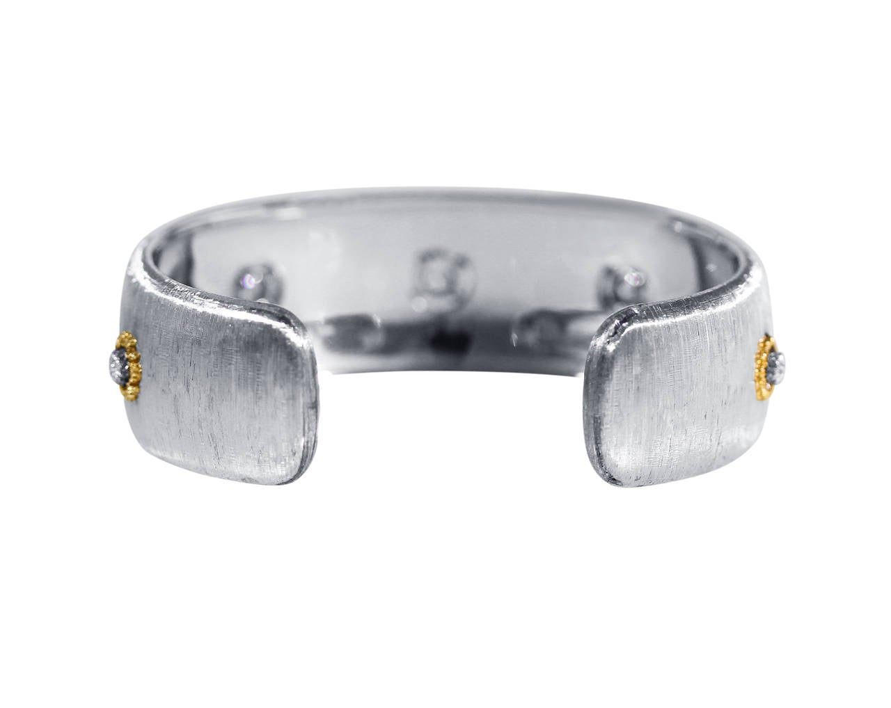 1950s Buccellati Diamond Two-Tone Gold Cuff Bracelet In Excellent Condition In Atlanta, GA
