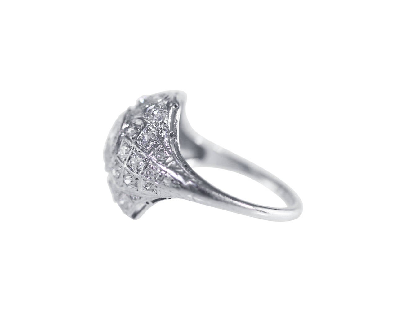 Art Deco Diamond Platinum Engagement Ring In Excellent Condition In Atlanta, GA
