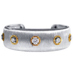 1950s Buccellati Diamond Two-Tone Gold Cuff Bracelet