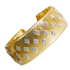 Buccellati Diamond Gold Cuff Bracelet