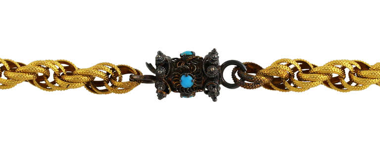 Mid 19th Century, Gold, Silver and Turquoise Necklace In Good Condition In Atlanta, GA