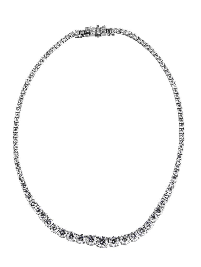 Platinum and Diamond Riviere Convertible Necklace In Excellent Condition In Atlanta, GA