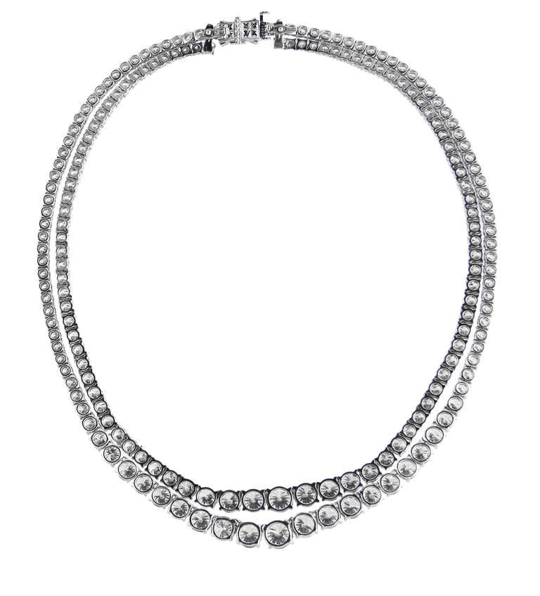 Women's Platinum and Diamond Riviere Convertible Necklace