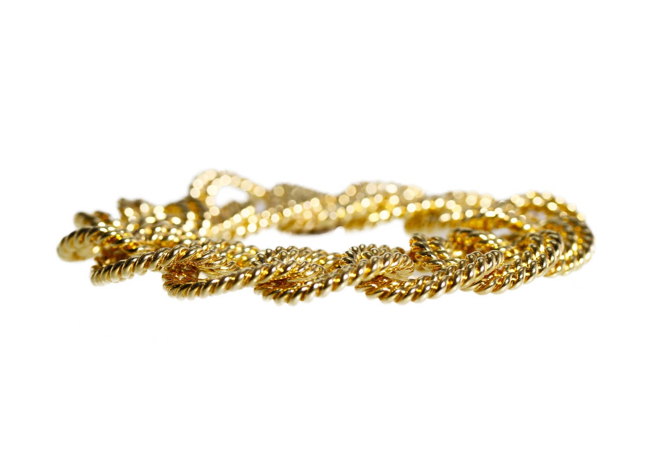 An 18 karat yellow gold Rope Link bracelet by Verdura, designed as a series of double twisted rope links, gross weight 139.1 grams, length 7 3/4 inches, width 7/8 inch, signed Verdura, stamped 18K.  With a retail price of $27,500, this bracelet is
