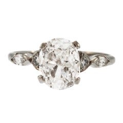 1940s Platinum and D Flawless Diamond Engagement Ring