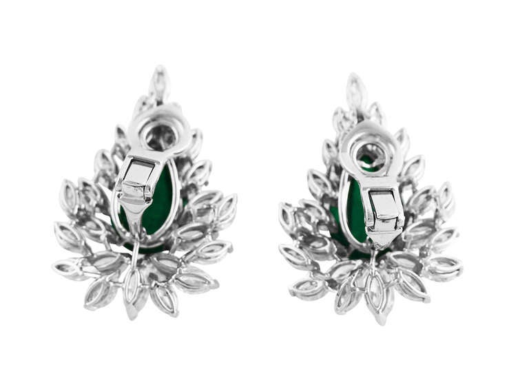 Women's Cabochon Emerald and Diamond Earclips
