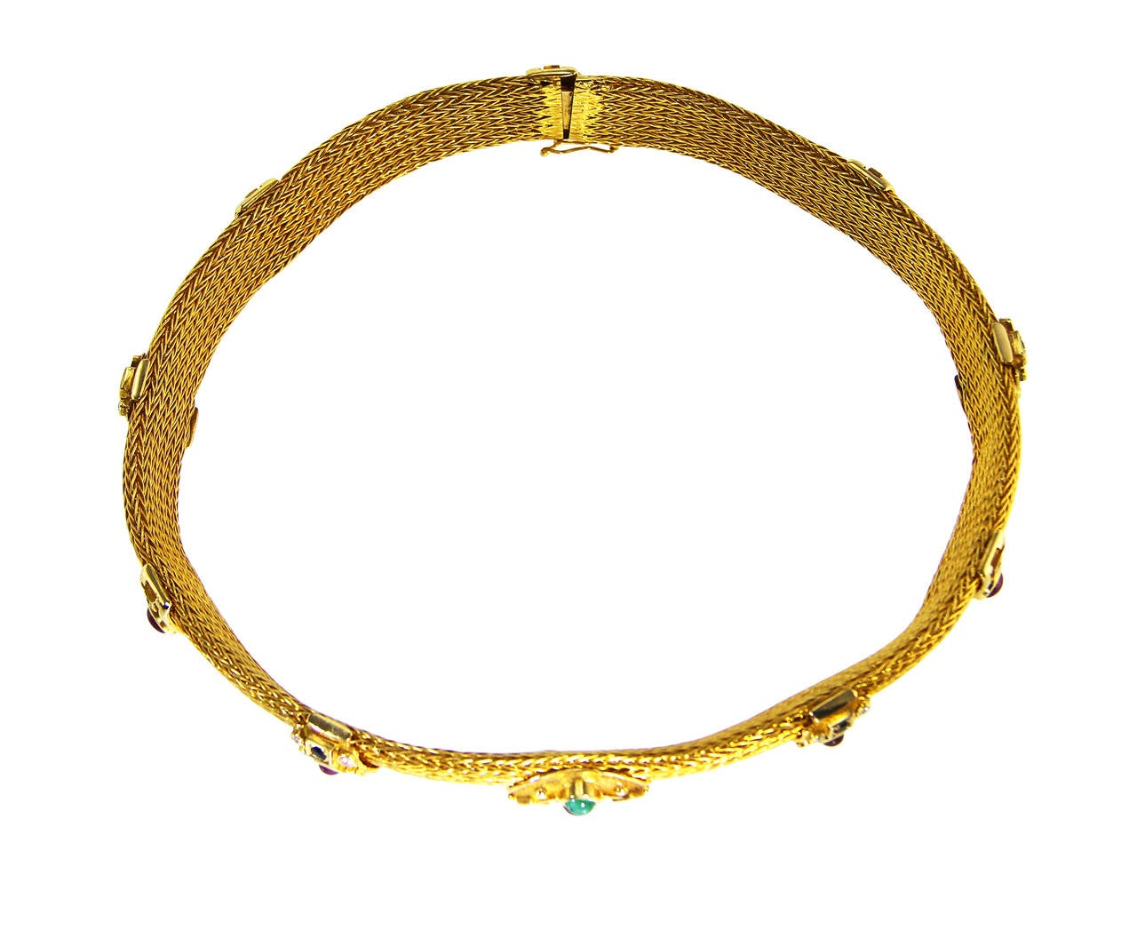 Lalaounis Colored Stone Diamond Gold Necklace In Good Condition In Atlanta, GA