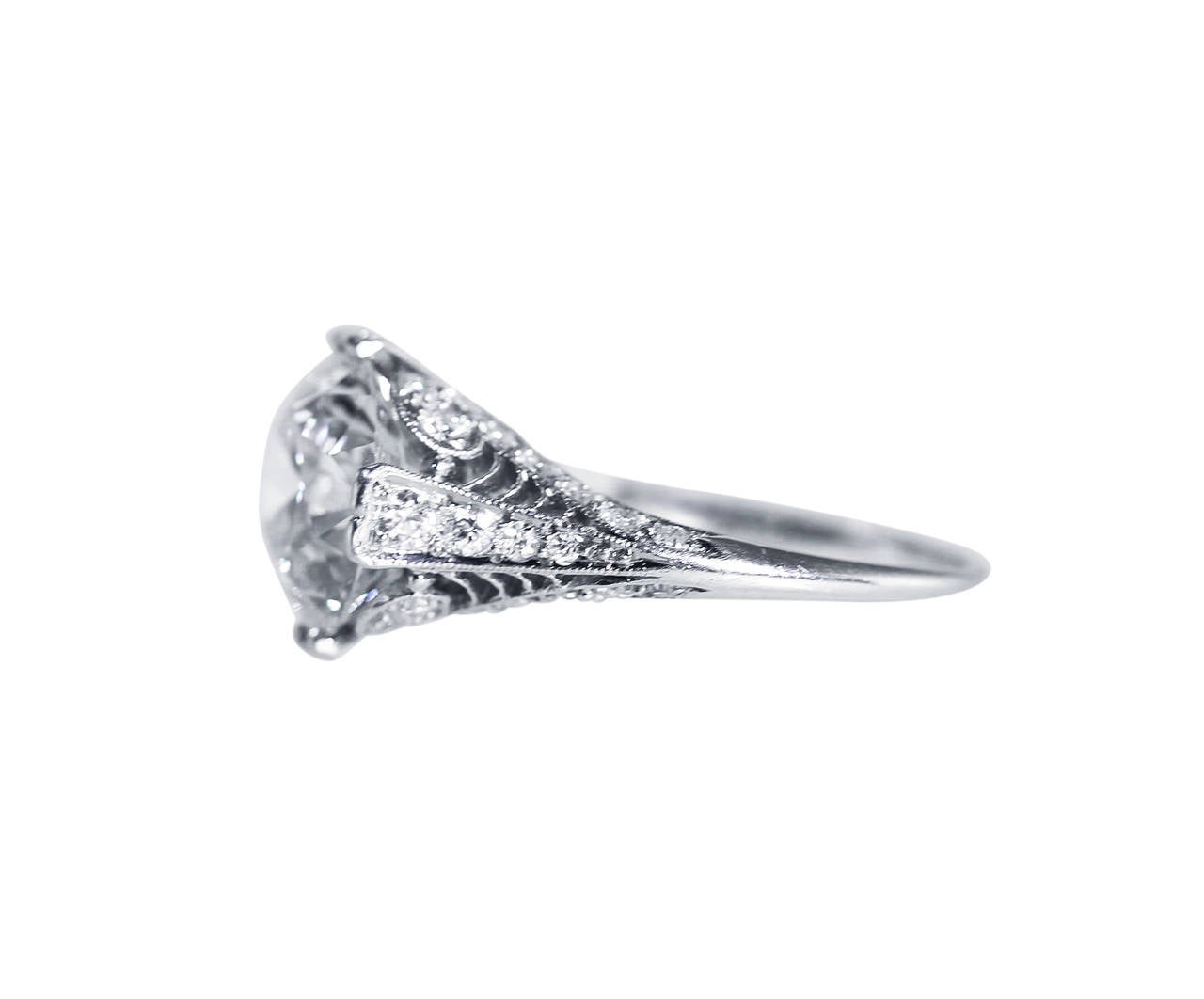 Genurine Edwardian 4 3/4ct Diamond Platinum Engagement Ring 1