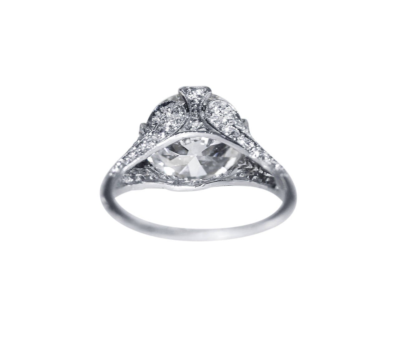 Genurine Edwardian 4 3/4ct Diamond Platinum Engagement Ring In Excellent Condition In Atlanta, GA