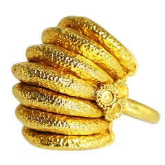 Lalaounis Tiered Textured Gold Ring