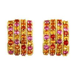 Andrew Clunn Multi-Colored Sapphire and Gold Earclips