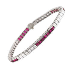 Ruby, Diamond and Platinum Straightline Bracelet