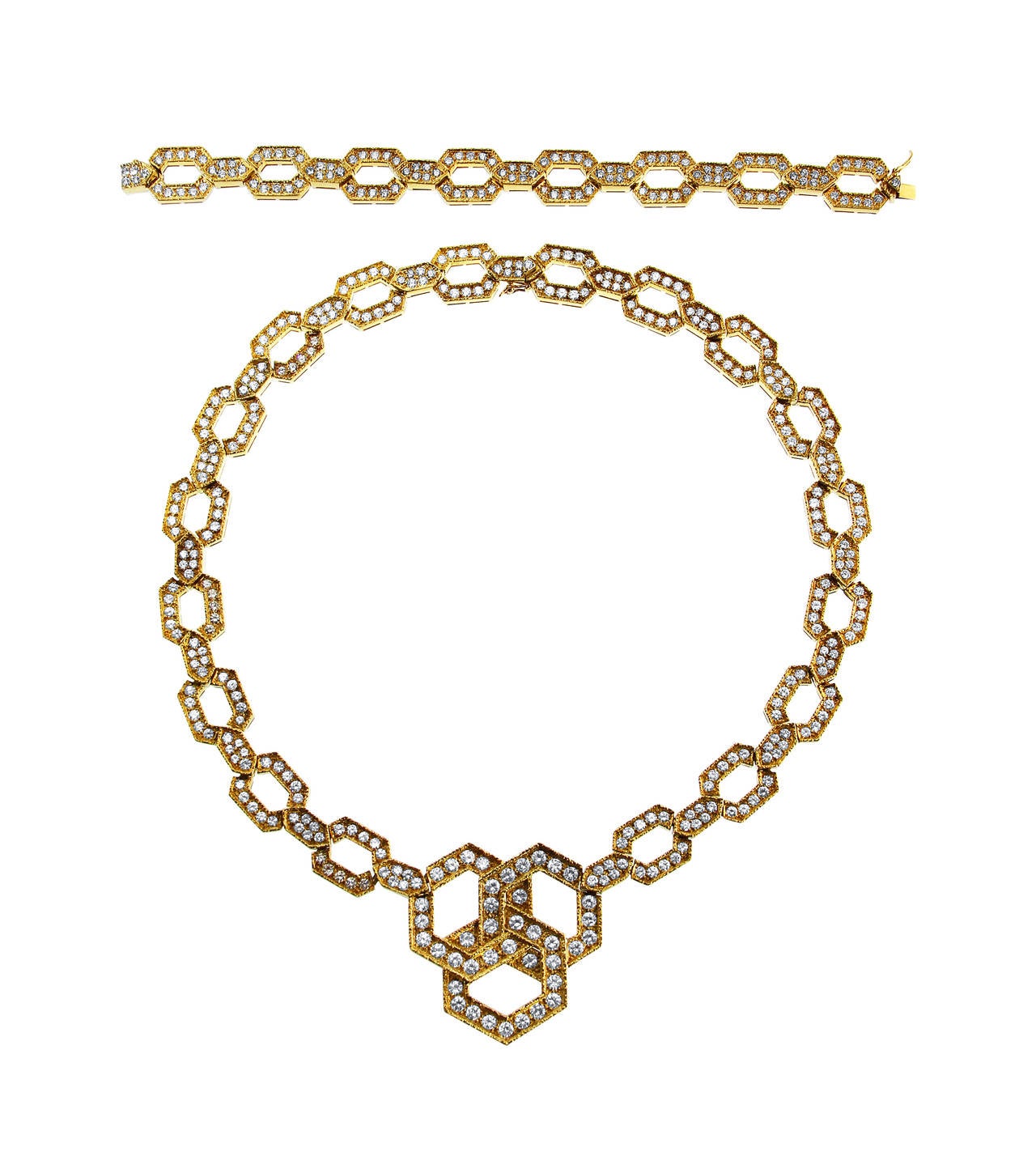 Van Cleef & Arpels Diamond Gold Necklace/Bracelet Combination In Excellent Condition For Sale In Atlanta, GA