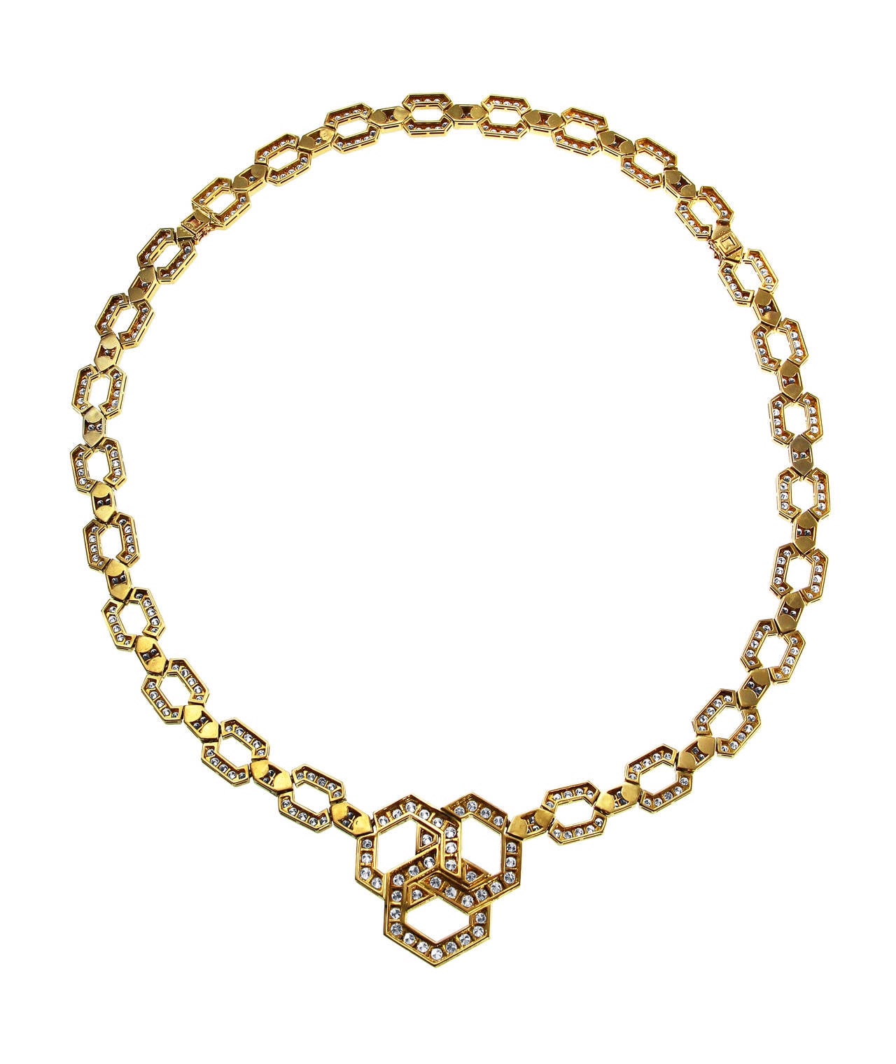 Women's Van Cleef & Arpels Diamond Gold Necklace/Bracelet Combination For Sale