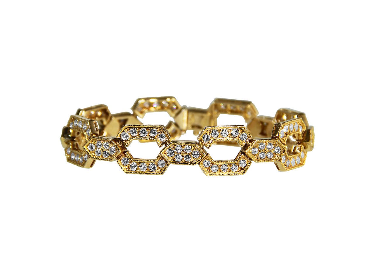Van Cleef & Arpels Diamond Gold Necklace/Bracelet Combination For Sale 1