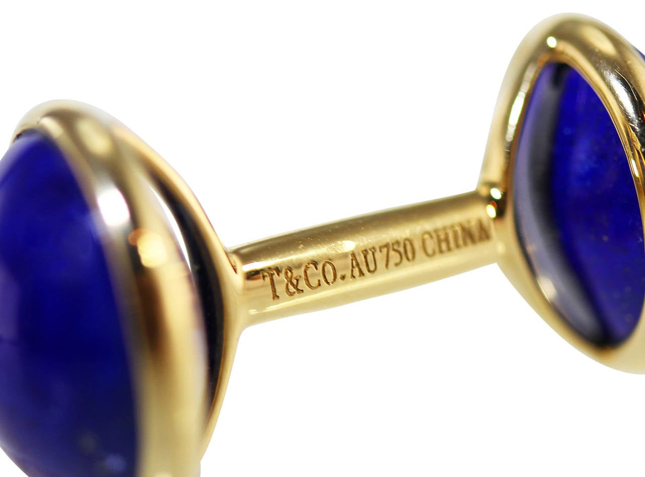 Tiffany & Co. Elsa Peretti Lapis Lazuli Gold Cufflinks 2