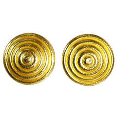 Lalaounis Gold Disc Earclips