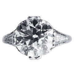 Genurine Edwardian 4 3/4ct Diamond Platinum Engagement Ring