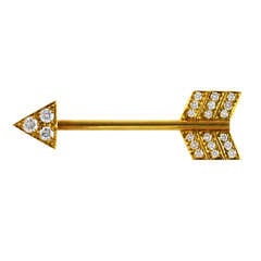 Vintage Diamond and Gold Arrow Pin