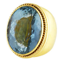 Large 40 Carat Aquamarine and Gold Ring