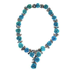 Michele della Valle Turquoise, Diamond and Aquamarine Necklace