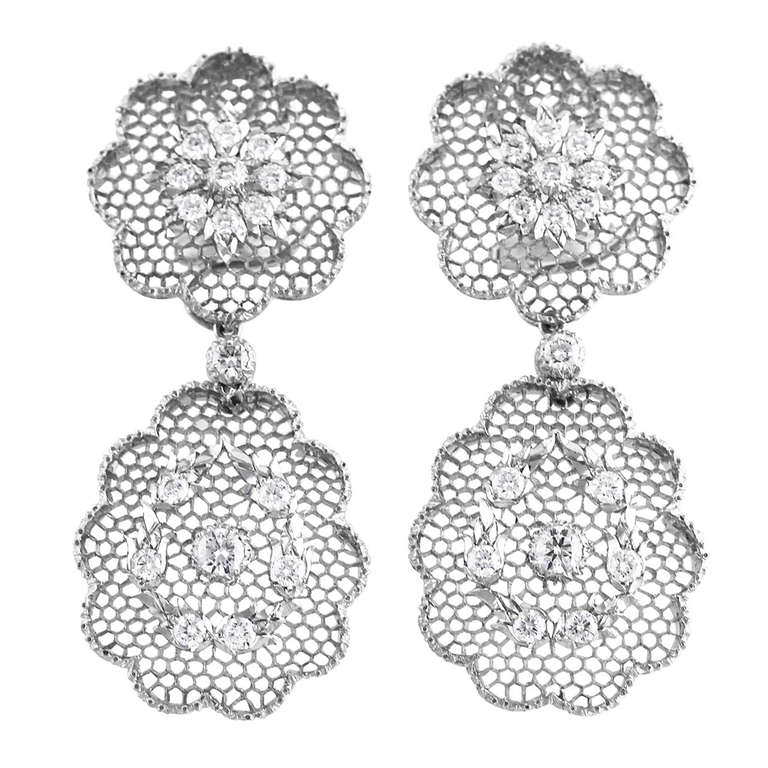 Buccellati "Tulle" Diamond and White Gold Day-and-Night Earclips