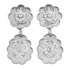 Buccellati "Tulle" Diamond and White Gold Day-and-Night Earclips