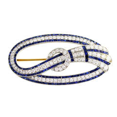 Art Deco Tiffany & Co. Sapphire and Diamond Brooch