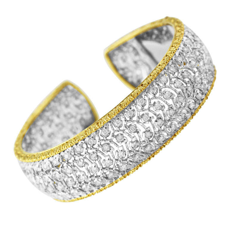 Buccellati Diamond and Gold Cuff Bracelet