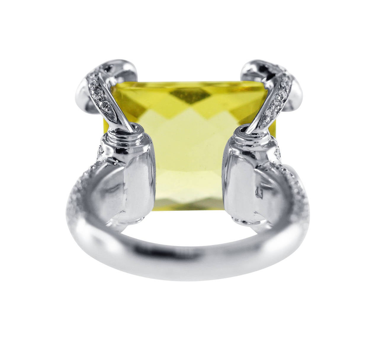 Women's Gucci Lemon Citrine Diamond Gold Horsebit Ring