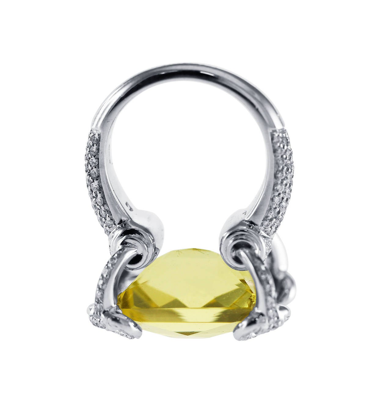 Gucci Lemon Citrine Diamond Gold Horsebit Ring 1