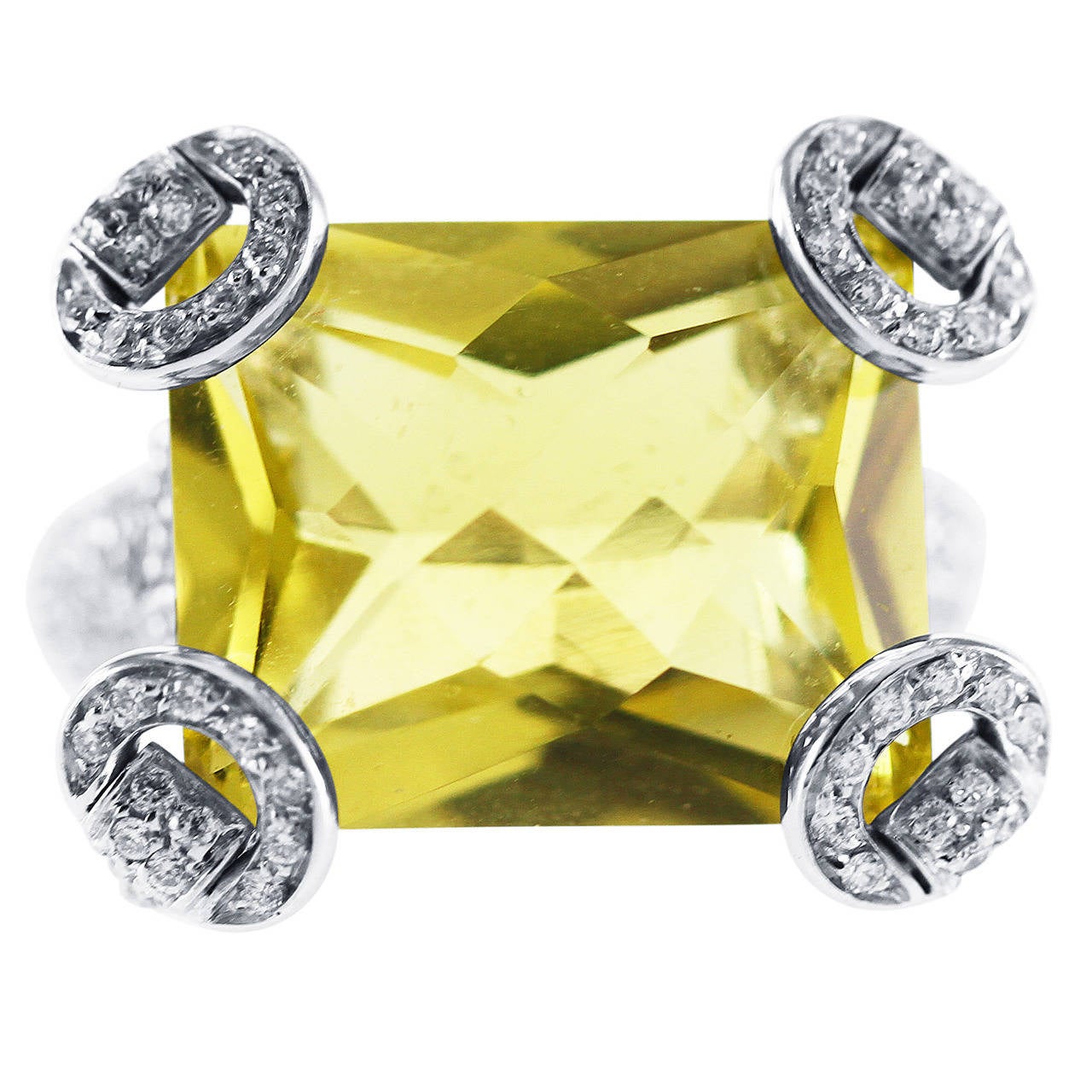 Gucci Lemon Citrine Diamond Gold Horsebit Ring